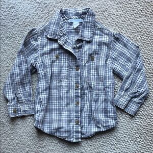 Janie and Jack Checkered Button-Down Shirt - Blue and White